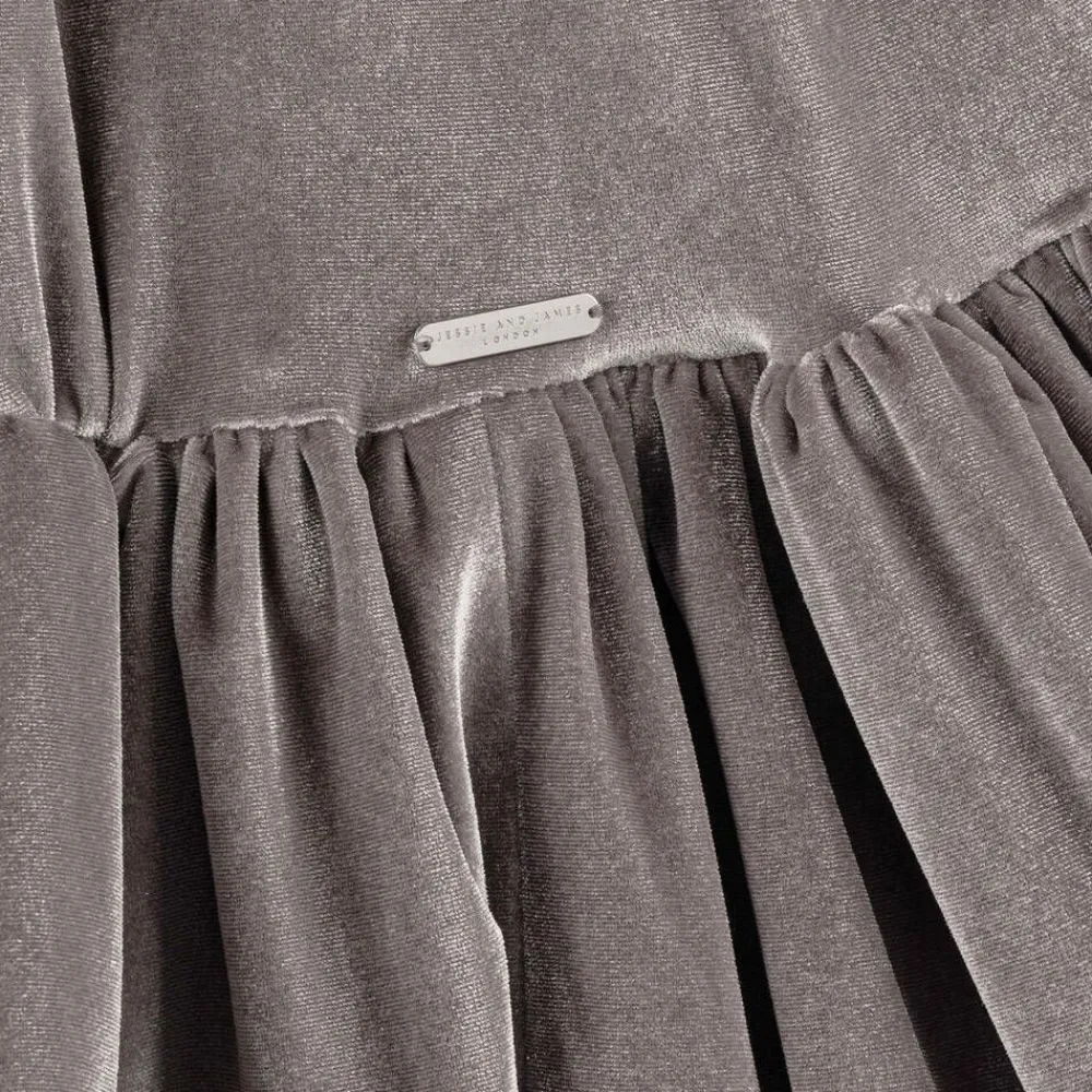 Jessie and James London Dresses*Girls Taupe Grey Velour Dress