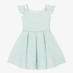 David Charles Dresses*Girls Turquoise Blue Tweed Dress