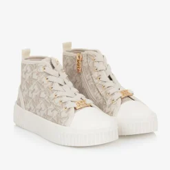 Michael Kors Kids Trainers*Girls White & Beige High Top Trainers