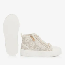 Michael Kors Kids Trainers*Girls White & Beige High Top Trainers
