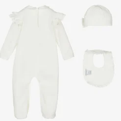 Dolce amp; Gabbana Gifts|Babysuits*Girls White & Gold Cotton Babygrow Gift Set