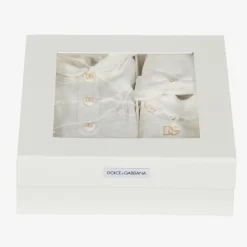 Dolce amp; Gabbana Gifts|Babysuits*Girls White & Gold Cotton Babygrow Gift Set
