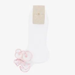 Story Loris Socks*Girls White & Pale Pink Ruffle Socks