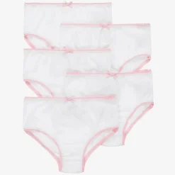 Childrensalon Essentials Underwear*Girls White & Pink Cotton Knickers (5 Pack)