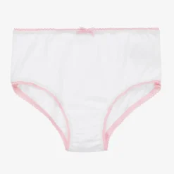 Childrensalon Essentials Underwear*Girls White & Pink Cotton Knickers (5 Pack)