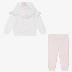Sofija Tracksuits|Tracksuits*Girls White & Pink Cotton Tracksuit