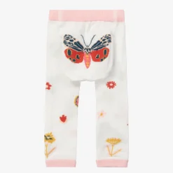 Powell Craft Leggings*Girls White & Pink Cotton Butterfly Leggings
