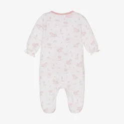 Babidu Gifts|Babysuits*Girls White & Pink Cotton Babygrow