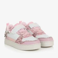 Lelli Kelly Trainers*Girls White & Pink Glitter Velcro Trainers