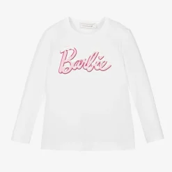 Monnalisa Tops*Girls White Barbie Print Top