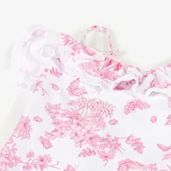 Selini Action Swimwear*Girls White Beaded & Ruffle Swimsuit