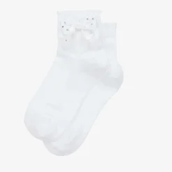 Story Loris Socks*Girls White Bow Cotton Socks