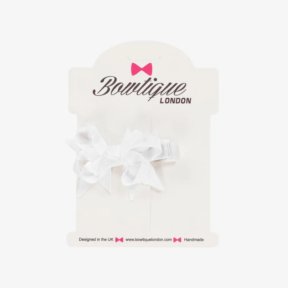 Bowtique London Hair Accessories*Girls White Bow Hair Clip (4cm)