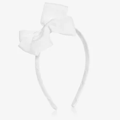 Peach Ribbons Hair Accessories*Girls White Bow Hairband