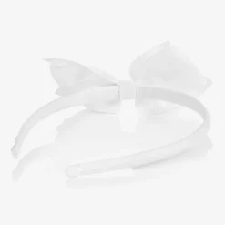 Peach Ribbons Hair Accessories*Girls White Bow Hairband