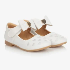 Caramelo Kids Bar Shoes*Girls White Bow Shoes