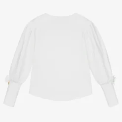 Angels Face Tops*Girls White Bow Sleeve Top