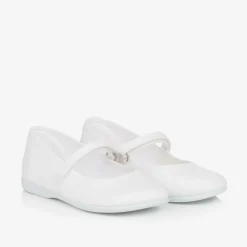 Pisamonas Pumps & Ballerinas|Pumps & Ballerinas*Girls White Canvas Bar Shoes