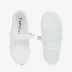 Pisamonas Pumps & Ballerinas|Pumps & Ballerinas*Girls White Canvas Bar Shoes