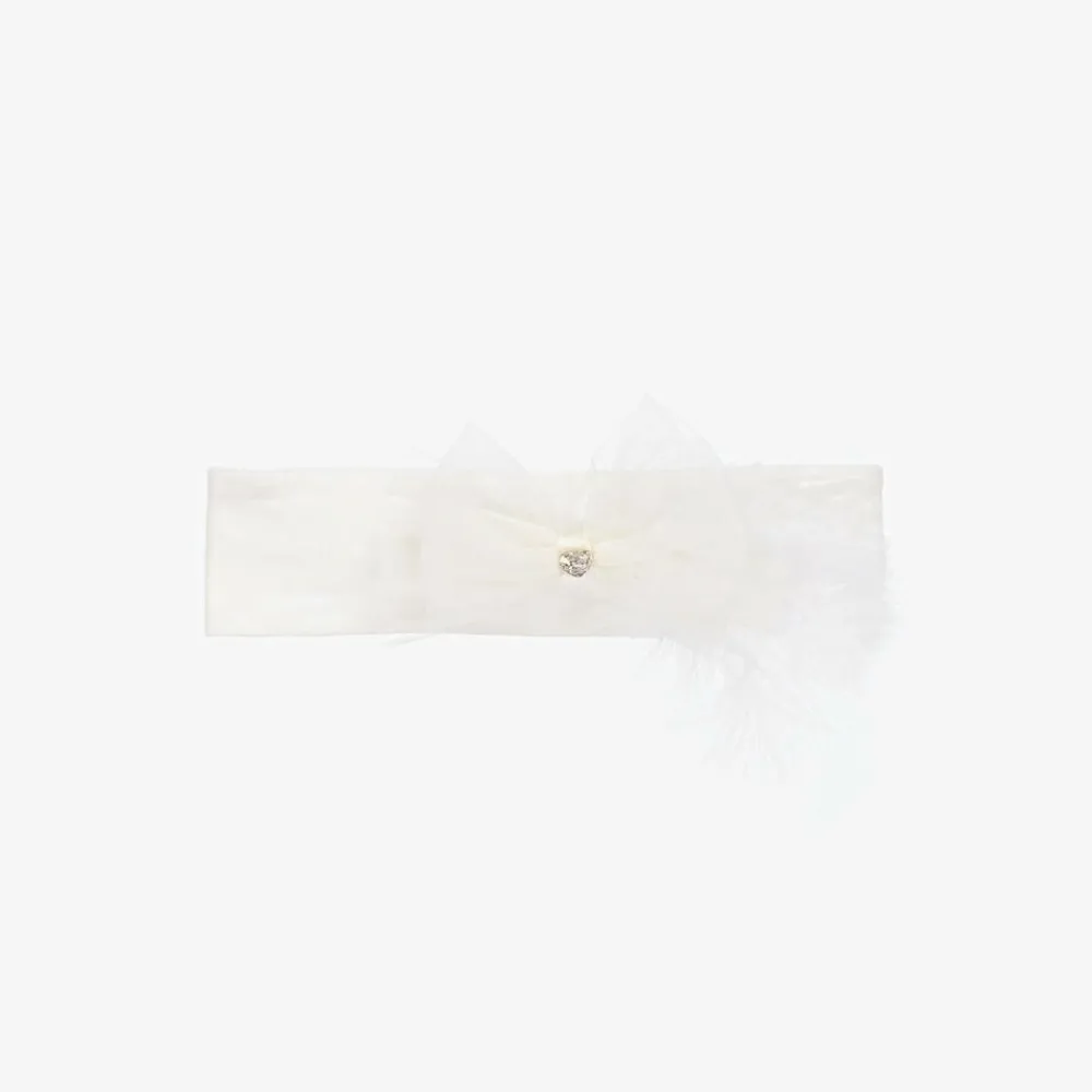 Monnalisa Hair Accessories*Girls White Cotton Bow Headband