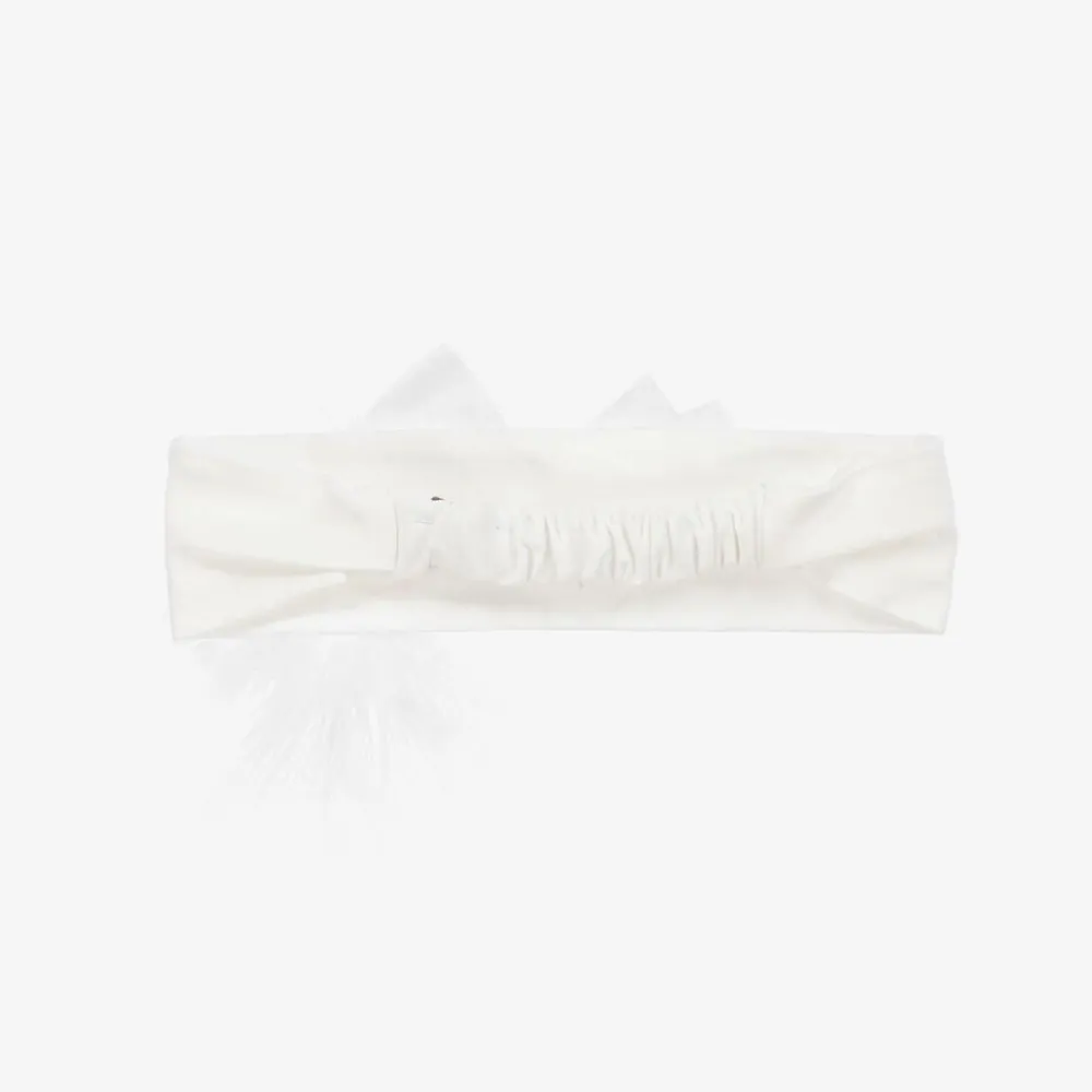 Monnalisa Hair Accessories*Girls White Cotton Bow Headband