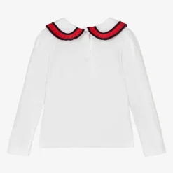 Patachou Tops*Girls White Cotton Bow Top