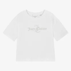 Juicy Couture Tops*Girls White Cotton Boxy Fit T-Shirt