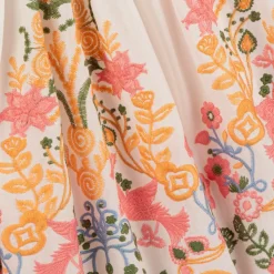 Marlo Kids Dresses*Girls White Cotton Embroidered Floral Dress