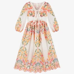 Marlo Kids Dresses*Girls White Cotton Embroidered Floral Dress