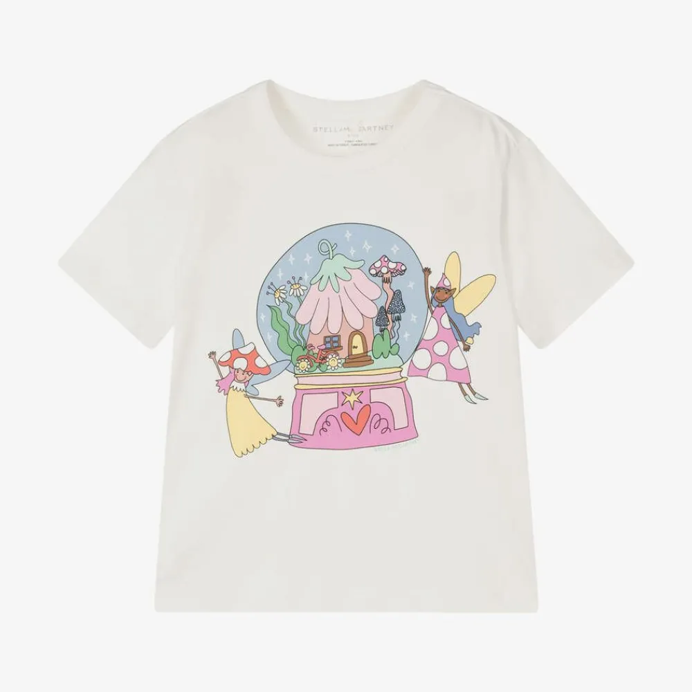 Stella McCartney Kids Tops*Girls White Cotton Fairies T-Shirt