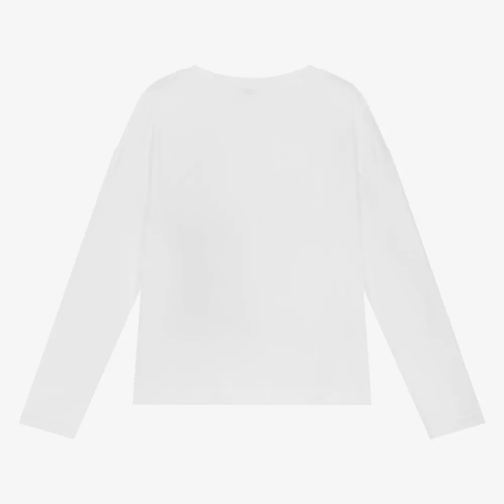 Mayoral Tops*Girls White Cotton Girl Graphic Top