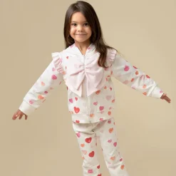 Caramelo Kids Tracksuits*Girls White Cotton Heart Print Tracksuit