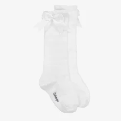 Carlomagno Socks*Girls White Cotton Knee Length Socks