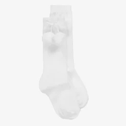 Carlomagno Socks*Girls White Cotton Knee Length Socks