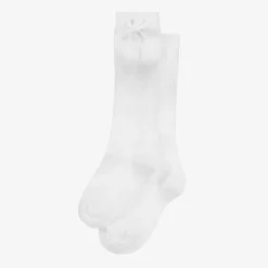 Carlomagno Socks*Girls White Cotton Knee Length Socks