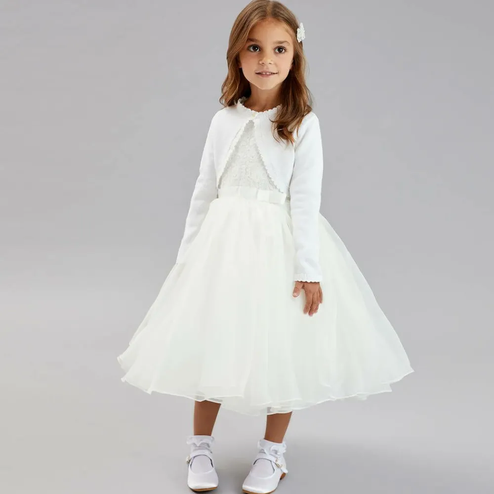 Beatrice amp; George Tops*Girls White Cotton Knit Bolero Cardigan