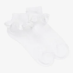 Story Loris Socks*Girls White Cotton Ruffles Socks