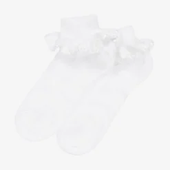 Story Loris Socks*Girls White Cotton Ruffles Socks