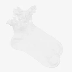 Story Loris Socks*Girls White Cotton Ruffle Socks