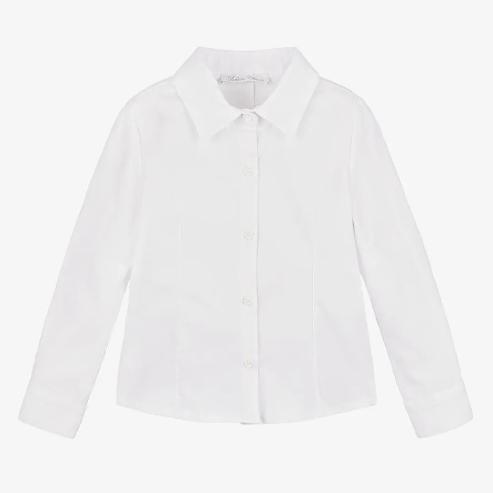 Balloon Chic Tops*Girls White Cotton Shirt