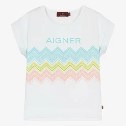 AIGNER Tops*Girls White Cotton T-Shirt