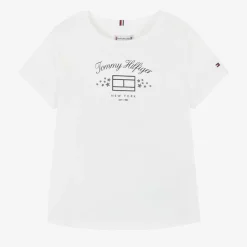 Tommy Hilfiger Tops*Girls White Cotton T-Shirt