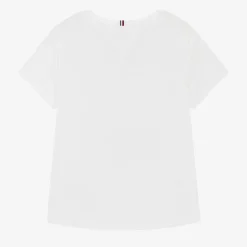 Tommy Hilfiger Tops*Girls White Cotton T-Shirt