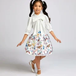 Childrensalon Occasions Tops*Girls White Crêpe Bow Blouse