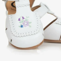 Beatrice amp; George Traditional Shoes|Bar Shoes*Girls White Embroidered Floral Leather Shoes