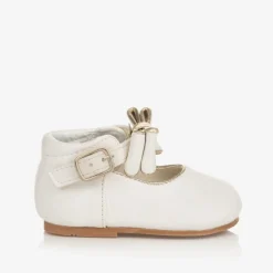 Sevva Bar Shoes*Girls White Faux Leather Bow Shoes