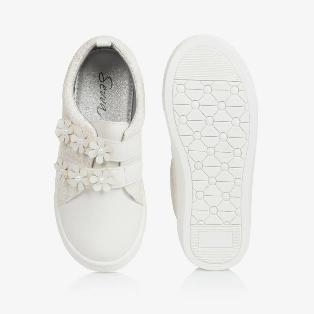 Sevva Trainers|Trainers*Girls White Faux Leather & Lace Trainers