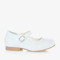 Sevva Bar Shoes|Bar Shoes*Girls White Faux Patent Leather Shoes