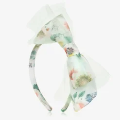 Patachou Hair Accessories*Girls White Floral Bow Hairband
