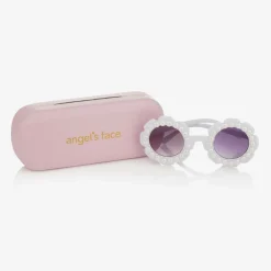 Angels Face Clothing Accessories*Girls White Floral Pearl Sunglasses
